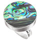 925 Silver Colorful Paua Abalone Shell Sterling Adj Sz 9 Ring, 1"