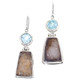 925 Silver Druzy Drusy Big Blue Topaz Earrings, 1 3/16"