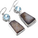 925 Silver Druzy Drusy Big Blue Topaz Earrings, 1 3/16"