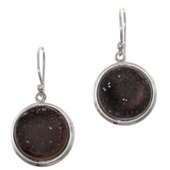 925 Silver Natural Druzy Drusy Gems Sterling Earrings, 11/16"