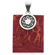 925 Silver Square Genuine Red Coral Bali Sterling Pendant, 1 9/16"