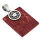 925 Silver Square Genuine Red Coral Bali Sterling Pendant, 1 9/16"