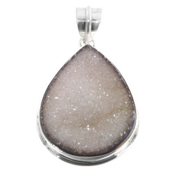 925 Silver Natural Druzy Drusy Sterling Pendant, 1 3/8"