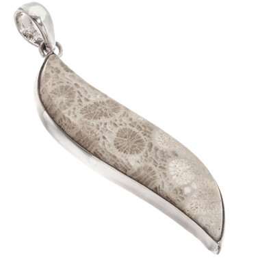 925 Silver Genuine Fossil Coral Sterling Pendant, 2 3/8"