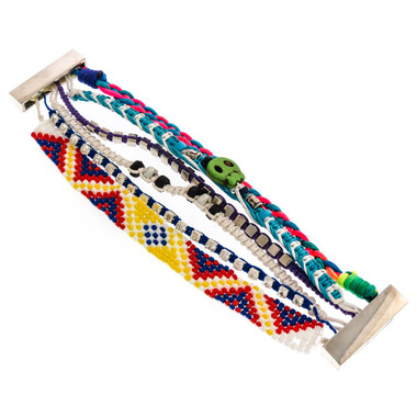 Multicolor Mixed Material Playful Fashion Bracelet, 2"