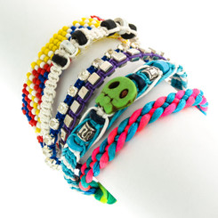 Multicolor Mixed Material Playful Fashion Bracelet, 2"