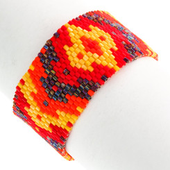 Sparkling Mosaic {color1^u} {color2^u} {color3^u} Beads Beaded Bracelet, 1"