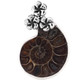 925 Silver Ammonite Fossil Fossil Flowers Sterling Pendant, 2 1/8"
