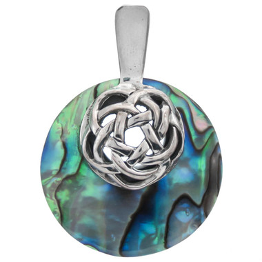 925 Silver Handcrafted Paua Abalone Shell Sterling Pendant, 1 11/16"