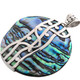 925 Silver Filigree New Zealand Paua Abalone Shell Sterling Pendant, 2 3/8"