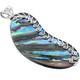 925 Silver Blue Green Paua Abalone Shell Sterling Pendant, 3"