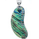 925 Silver Blue Green Paua Abalone Shell Sterling Pendant, 3"