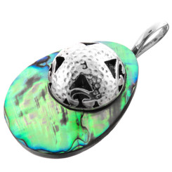 925 Silver Paua Abalone Shell Sterling Pendant, 1 5/8"