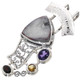 925 Silver Druzy Drusy Mixed Gems Sterling Pendant, 2 11/16"