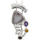 925 Silver Druzy Drusy Mixed Gems Sterling Pendant, 2 11/16"