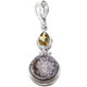 925 Silver Dark Druzy Drusy Citrine Gemstone Sterling Pendant, 1 1/4"