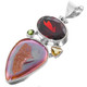 925 Silver Puple Peach Titanium Druzy Drusy 14ct Red Garnet Pendant, 2"