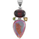 925 Silver Puple Peach Titanium Druzy Drusy 14ct Red Garnet Pendant, 2"