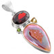 925 Silver Puple Peach Titanium Druzy Drusy 14ct Red Garnet Pendant, 2"