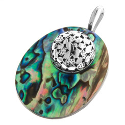 925 Silver Handcrafted Paua Abalone Shell Sterling Pendant, 2"