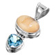 925 Silver Amazing Blue Topaz Druzy Drusy Sterling Pendant, 1 7/16"