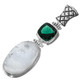925 Silver Green Quartz Blue Druzy Drusy Pendant, 1 3/4"