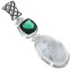 925 Silver Green Quartz Blue Druzy Drusy Pendant, 1 3/4"