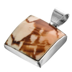 925 Silver Square Cone Shell In Sterling Pendant, 1 3/8"
