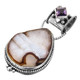 925 Silver Big Teardrop Druzy Drusy Amethyst Pendant, 2 3/16"
