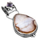 925 Silver Big Teardrop Druzy Drusy Amethyst Pendant, 2 3/16"