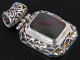 925 Silver Iridescent Black Pen Shell Pendant, 1 9/16"