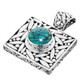 925 Silver Detailed Turquoise Sterling Pendant, 1 3/4"