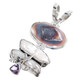 925 Silver Druzy Drusy Biwa Amethyst Sterling Pendant, 2 5/16"