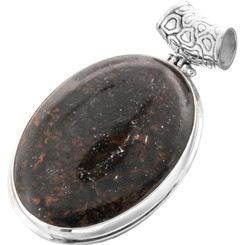 925 Silver Genuine Dinosaur Bone Fossil Sterling Pendant, 2 3/16"