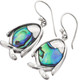 925 Silver Cute Fish Blue Green Paua Abalone Shell Sterling Earrings, 1"