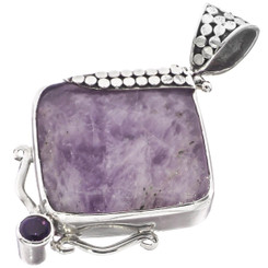 925 Sterling Silver Amethyst Sterling Pendant, 2 9/16"