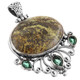 925 Silver Bold 4ct Green Quartz Turquoise Filigree Sterling Pendant, 2 11/16"