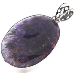 925 Sterling Silver Charoite Sterling Pendant, 1 3/4"