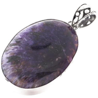 925 Sterling Silver Charoite Sterling Pendant, 1 3/4"