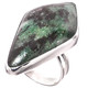 925 Silver Sparkling Russian Fuchsite Sterling Adj Sz 7 Ring, 1 1/4"