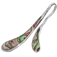 925 Silver New Zealand Paua Abalone Shell Petal Sterling Pendant, 1 3/4"