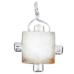 925 Silver Agate Druzy Drusy Amethyst Sterling Pendant, 1 13/16"