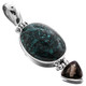 925 Silver Turquoise Smokey Quartz Sterling Pendant, 1 13/16"