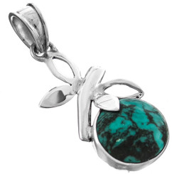 925 Sterling Silver Turquoise Sterling Pendant, 1 7/16"