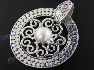 2" 925 Silver White Mabe Pendant