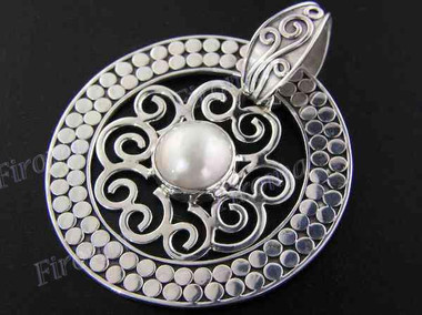 2" 925 Silver White Mabe Pendant