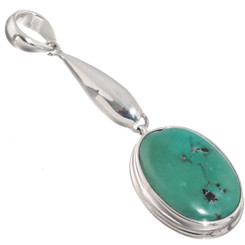 925 Silver Genuine Turquoise Sterling Pendant, 2 1/16"