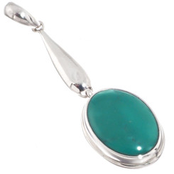925 Silver Genuine Turquoise Sterling Pendant, 2 1/16"