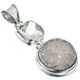 925 Silver Druzy Drusy Green Amethyst Sterling Pendant, 1 3/4"