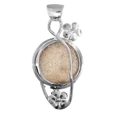 925 Silver Agate Druzy Drusy Sterling Pendant, 1 3/4"